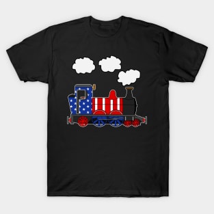 Steam Train American Flag USA 4th July Trains T-Shirt